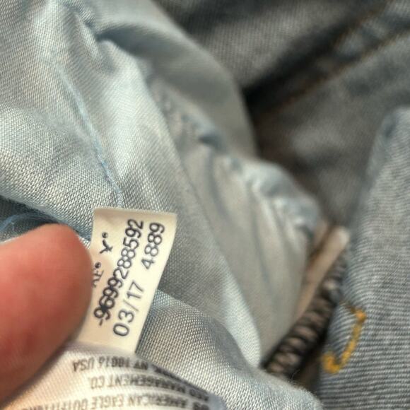 American Eagle 360 Super Stretch Hi-Rise Shortie 4X Denim Jean Shorts Distressed - Picture 9 of 11